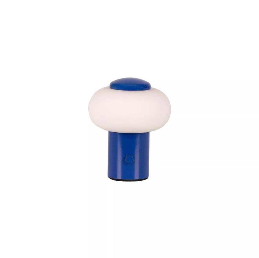 Lucide Essential Gustav - Lampe de table rechargeable - Batterie/Pile - Ø8cm - LED dimmable - 1x0,8W 2700K - Bleu