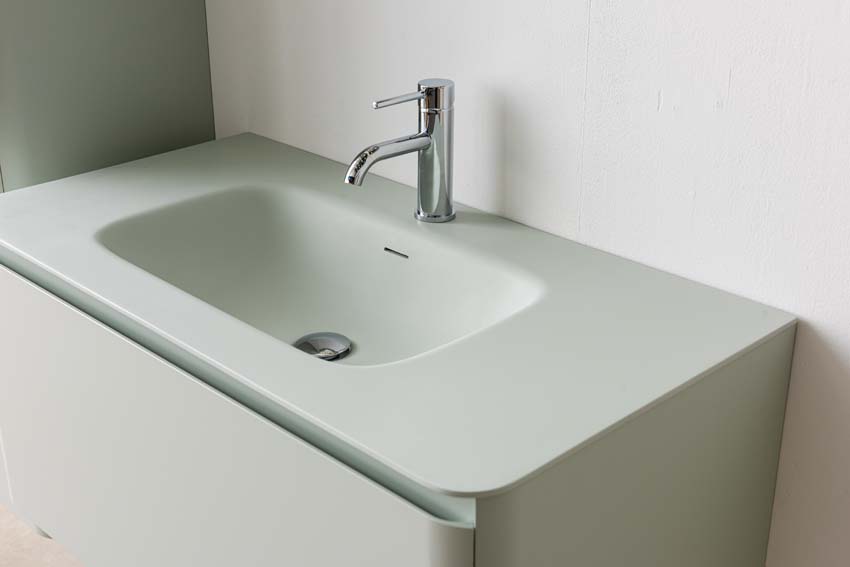 Meuble de salle de bain Austin menthe avec lavabo simple mat 90cm