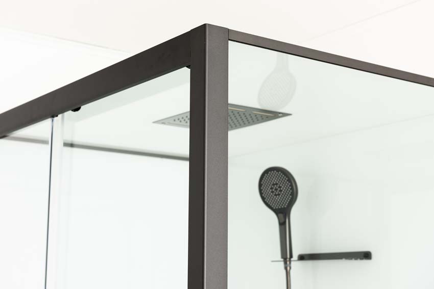 Cabine de douche Amani gauche/droite gunmetal porte coulissante 90x115x215cm