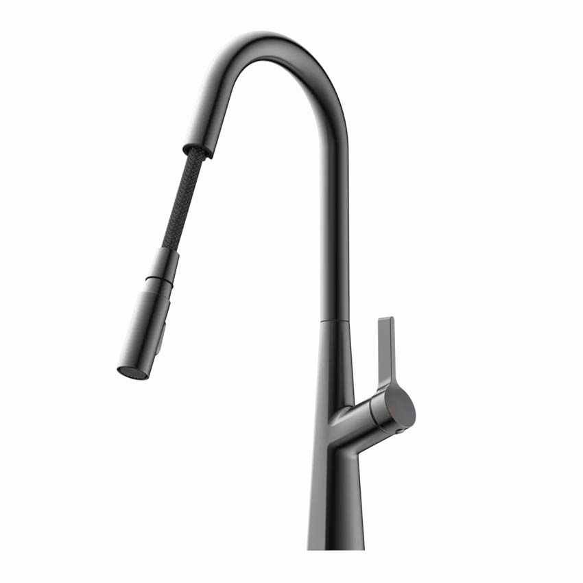 Robinet de cuisine Wasserwerk WK 9 Curve graphite mat avec bec extractible