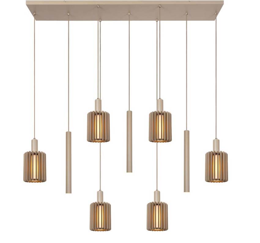 Lucide Lambres - Suspension - 6xE27 - Taupe