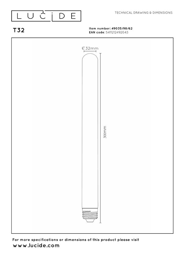 Lucide CT35 - Filament lamp - Ø3,5cm - LED 3 StepDimbaar (Memory) - E14 - 1x3W 2200K - Amber