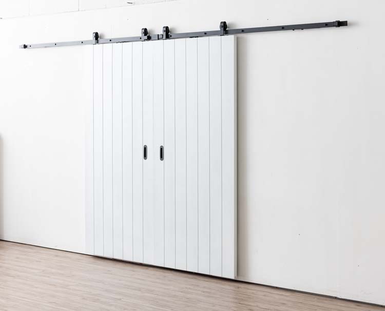 Dubbele schuifdeur Titus met V-groef + rail zwart 2x 930x2115mm