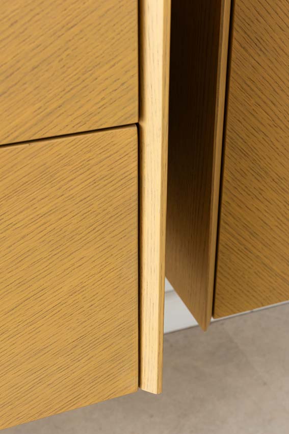 Meuble de salle de bains Waldorf chêne suspendu avec lavabo double en solid surface 120cm
