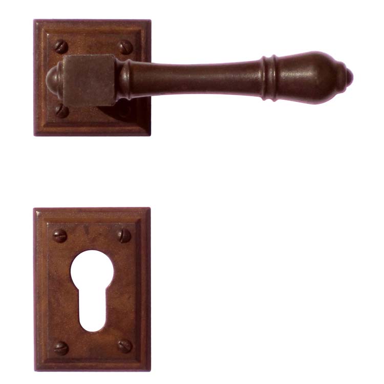 Poignée de porte pro prato rouille rosace cylindre