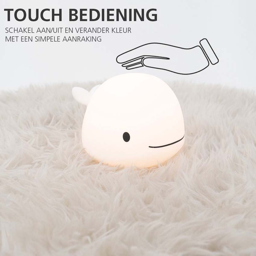 Tafellamp Dolfijn - Wit - H10,5cm - Dimbaar - LED - 1x5W - RGB/3000K - USB