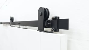 Porte coulissante simple à peindre complète Titus 93x211,5cm + rail noir antique