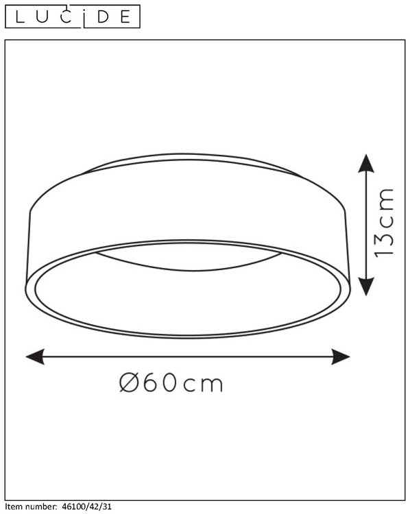 Lucide TALOWE LED - Plafonnière - Ø 60 cm - LED Dimb. - 1x42W 3000K - Wit
