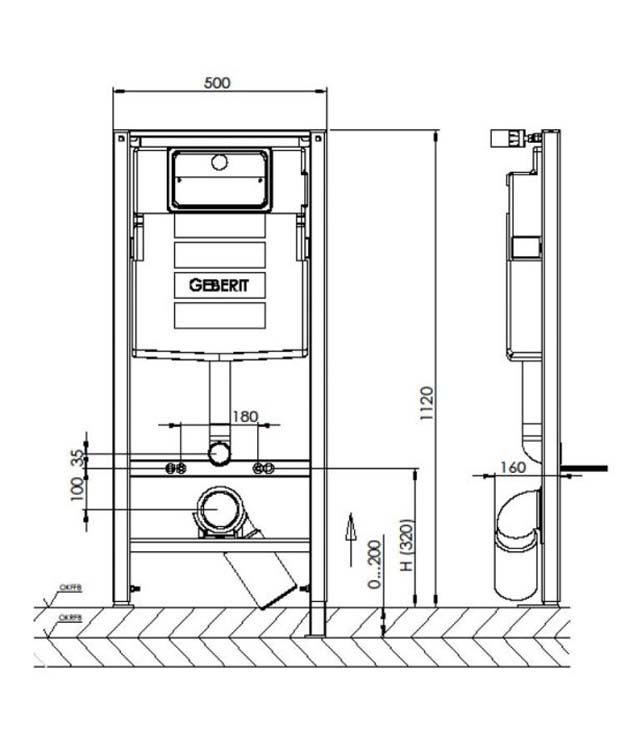 Inbouwreservoir Geberit UP320 3/6 liters