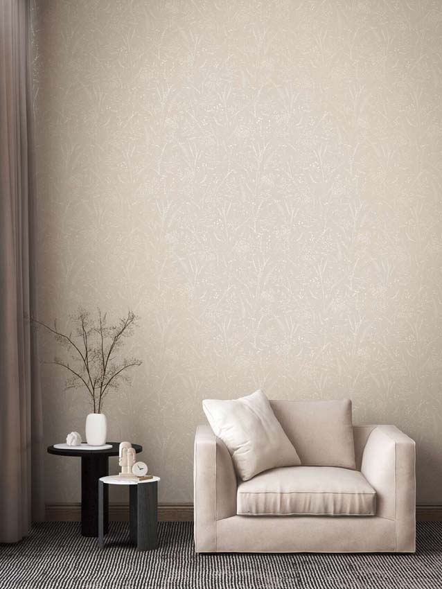 Vinyle sur papier peint intissé herbes brun/beige/blanc 0,53x10,05m