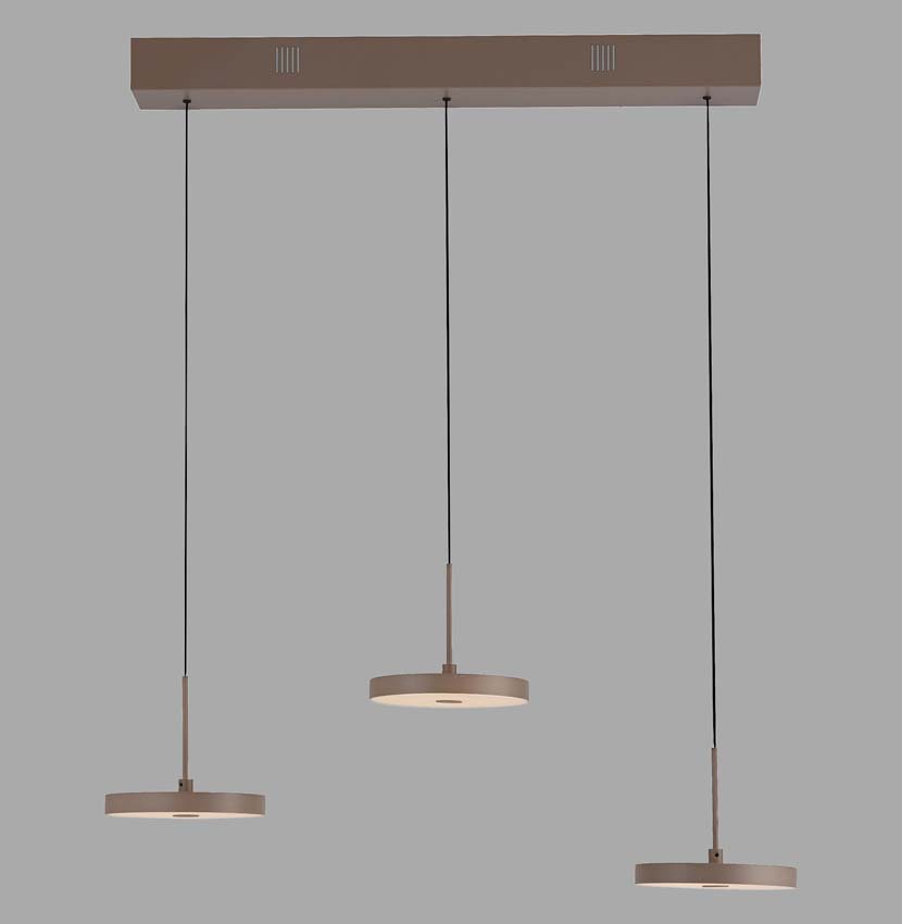 Hanglamp - zand - 65cm - dimbaar - 3x6,8W - 3000K