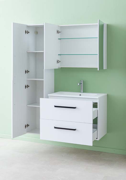 Meuble de salle de bain Bison laqué blanc mat 800 mm lavabo mat