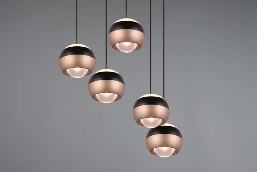 Hanglamp Easy Lift - Zwart/brons - Ø30 cm - Dimbaar - 5x8W - 2300-4000K