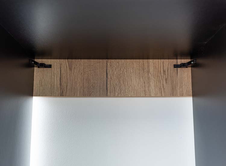 Keukenkast Plenti kolomkast voor oven en koelkast zwart/houtlook 60x208cm