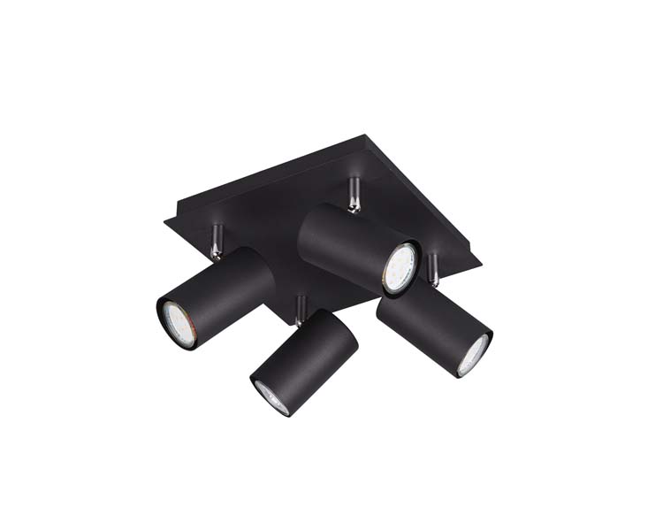 Spot en applique noir mate excl lampe LED possible 4 spots GU10 Spot en applique noir mate excl lampe LED possible 4 spots GU10