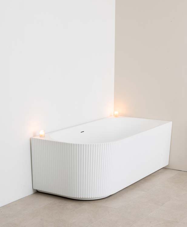 Baignoire d'angle Chris mat blanc nervurée droite 170x80cm