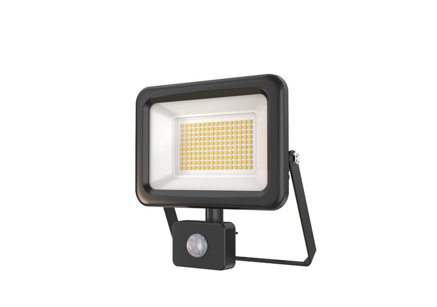 Projecteur - Noir - LED - 1x50W - 4000K - 6500lm - IP65 + capteur