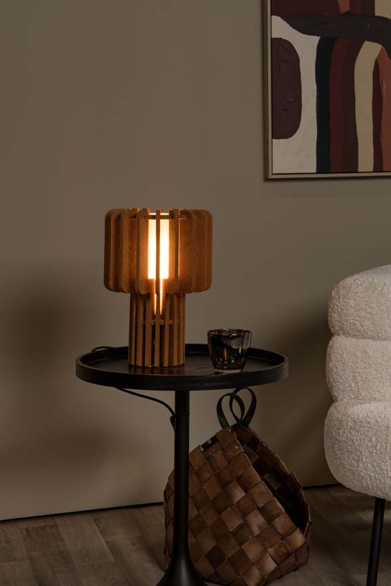 Lampe de table - terre cuite - 24x24x35cm - dimmable - E27 - 40W - feutre