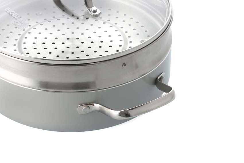 Stoofpan met deksel Dagelijkse Kost Proline PFAS-vrij zilver Ø26cm stoominzet