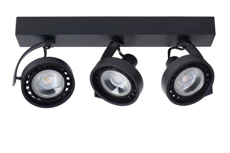 Lucide DORIAN - Plafondspot - LED Dim to warm - GU10 - 3x12W 3000K/2200K - Zwart