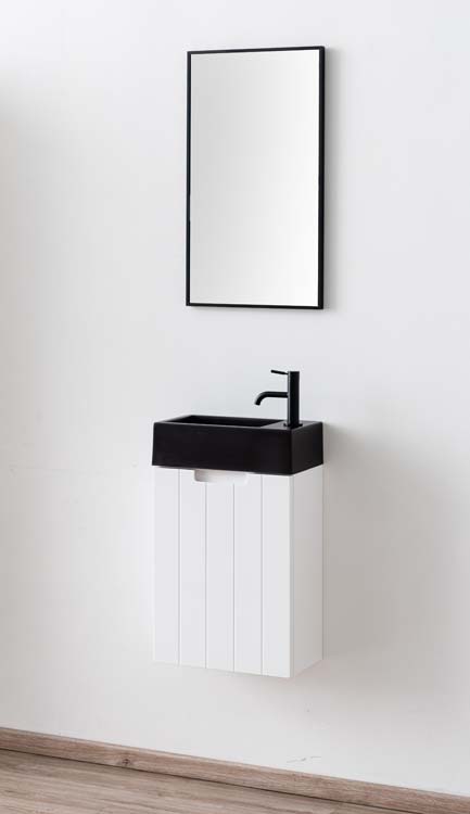 Meuble de toilette Tommy blanc lavabo noir 51x40x22cm