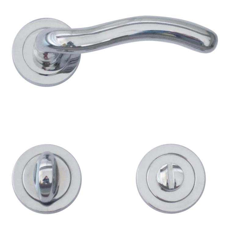 Poignée de porte latina chrome avec serrure toilette