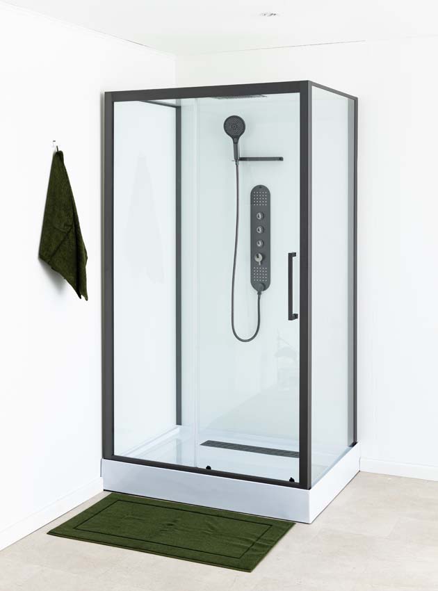 Cabine de douche Amani gauche/droite gunmetal porte coulissante 90x115x215cm