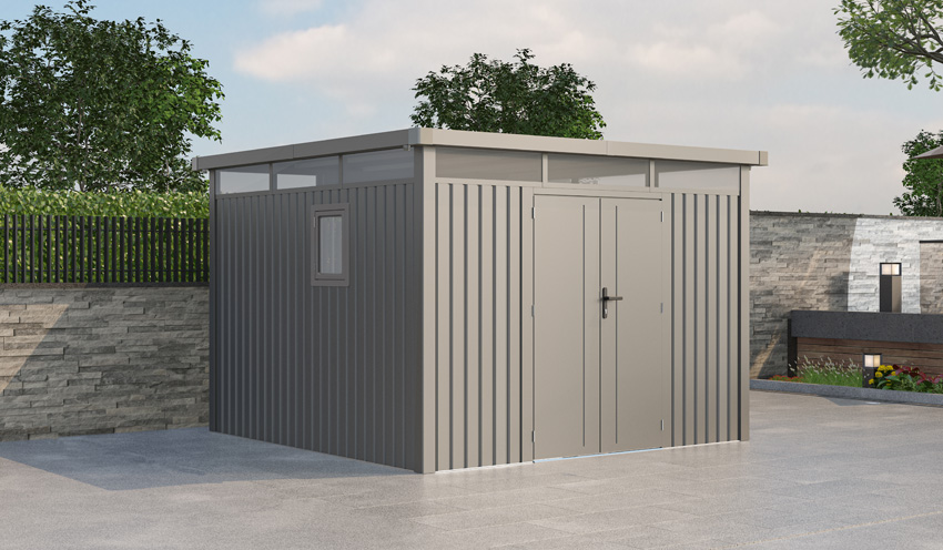 Tuinhuis Segura metaal grijs 294x294x222cm met dubbele deur