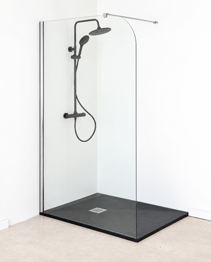 Paroi de douche à l'italienne Avery arrondie verre clair avec kit de profilés chromé 97x200cm