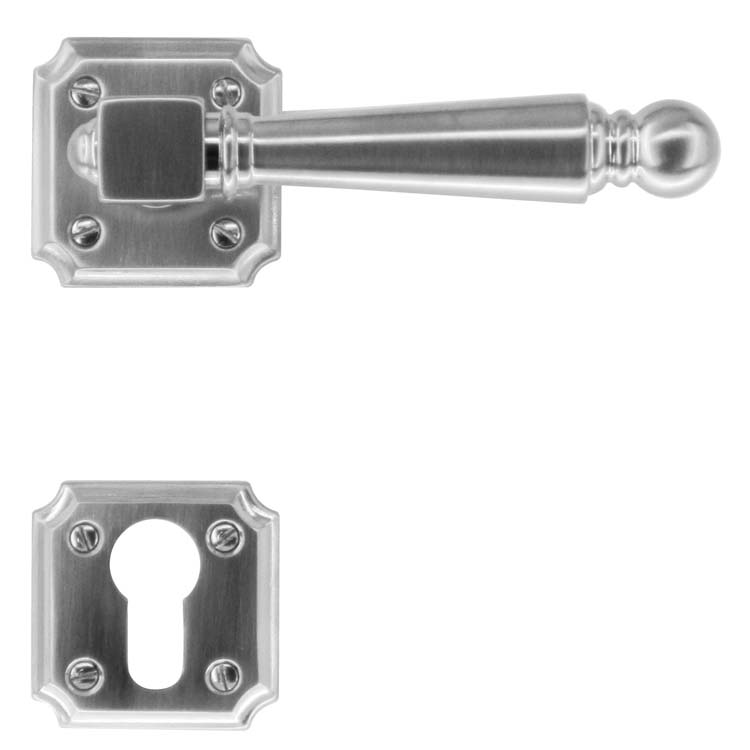 Poignée de porte genua look inox rosace cylindre