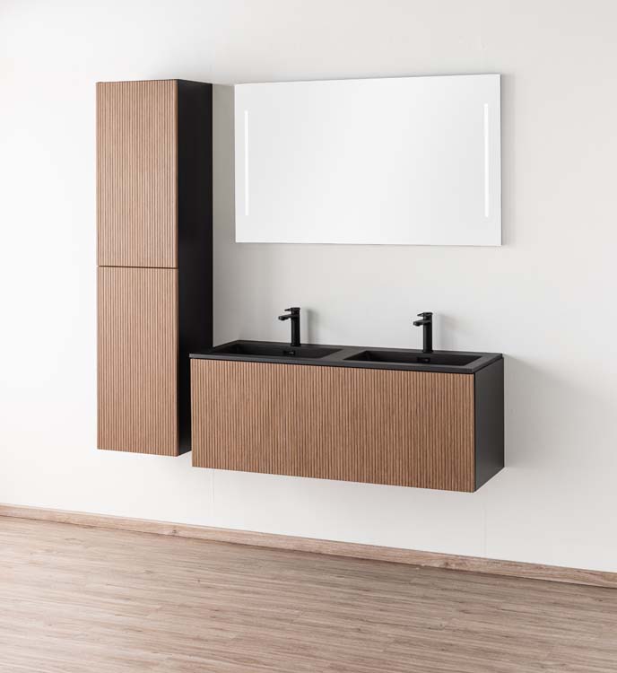 Badmeubel Dorian notelaar/zwart 1200 mm