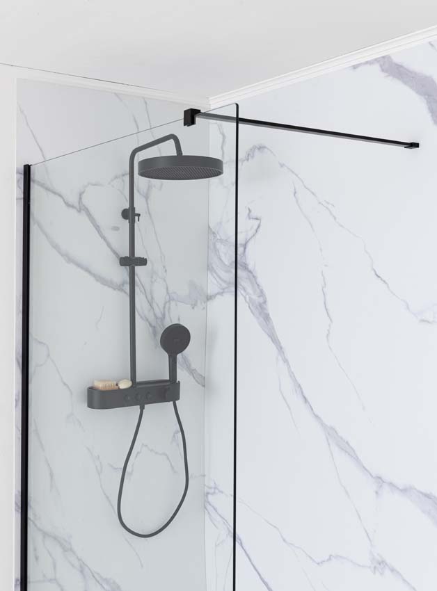 Complete doucheset Vivian thermostatisch mat zwart Complete doucheset Vivian thermostatisch mat zwart