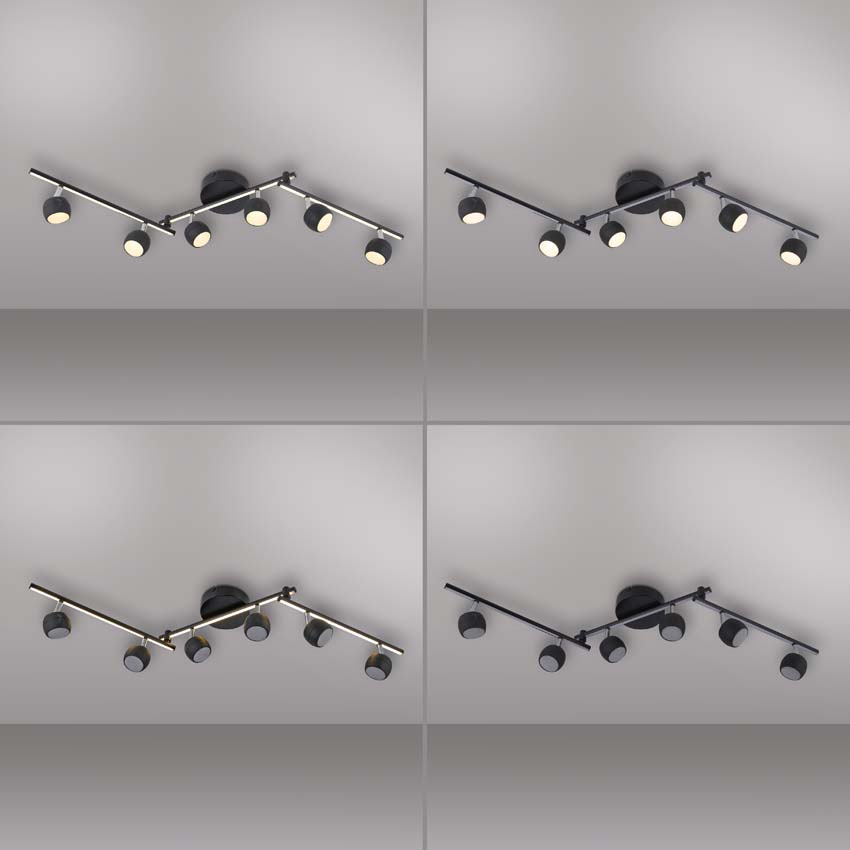 Spot plafond - noir - 40,5-111cm - dimbaar - 6x5,53W - 3000K