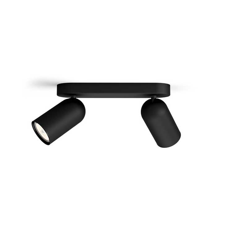 Spot de plafond - Métal - 2xGU10 - Noir - Lampe excl.