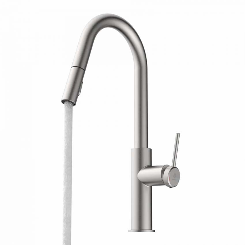Robinet de cuisine Wasserwerk WK 13 Curve aspect inox avec bec extractible