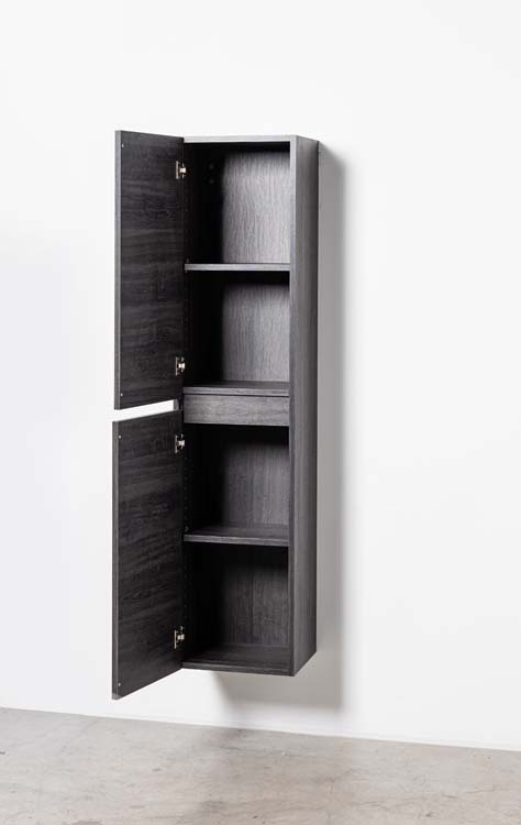 Armoire colonne Dotan chêne foncé suspendue 185x40x32cm