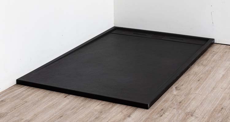 Douchebak Moana SMC mat zwart leisteenlook 140x90cm