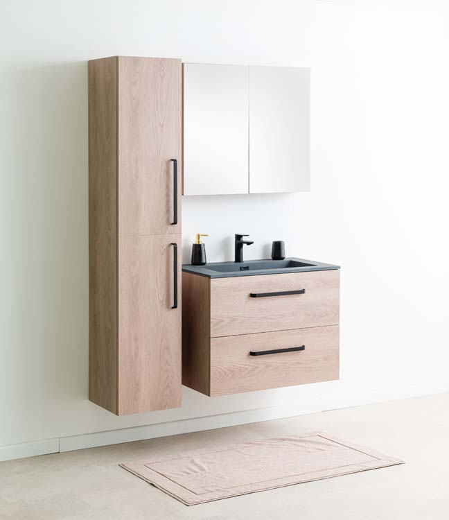 Meuble salle de bain Chêne Bison 800 mm lavabo ciment