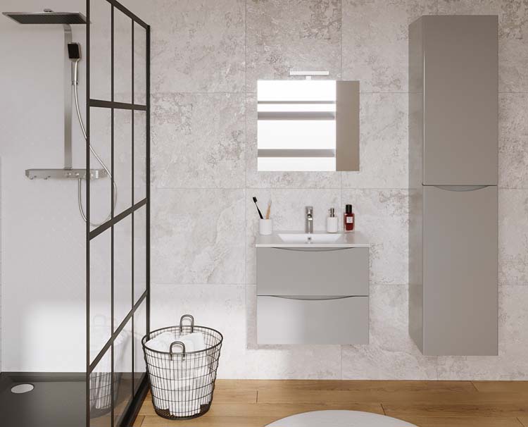 Kolomkast Thasos lichtgrijs hangend 180x40x35cm