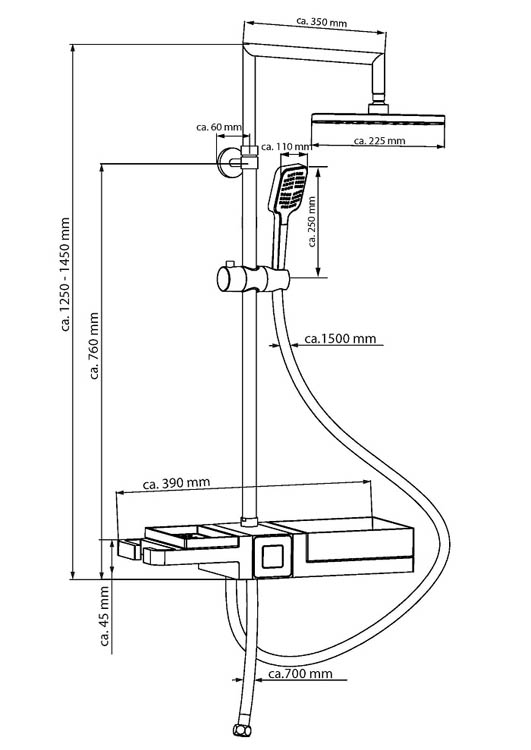 Set de douche Britta chrome/noir