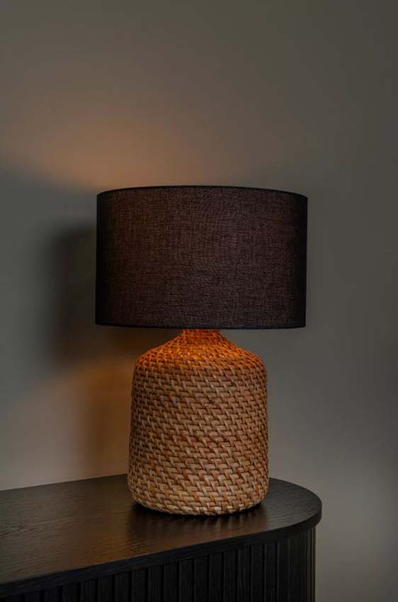 Lucide Premium Arrah - Lampe de table - Naturel - Ø35cm - E27 - 1x40W - Cylindre