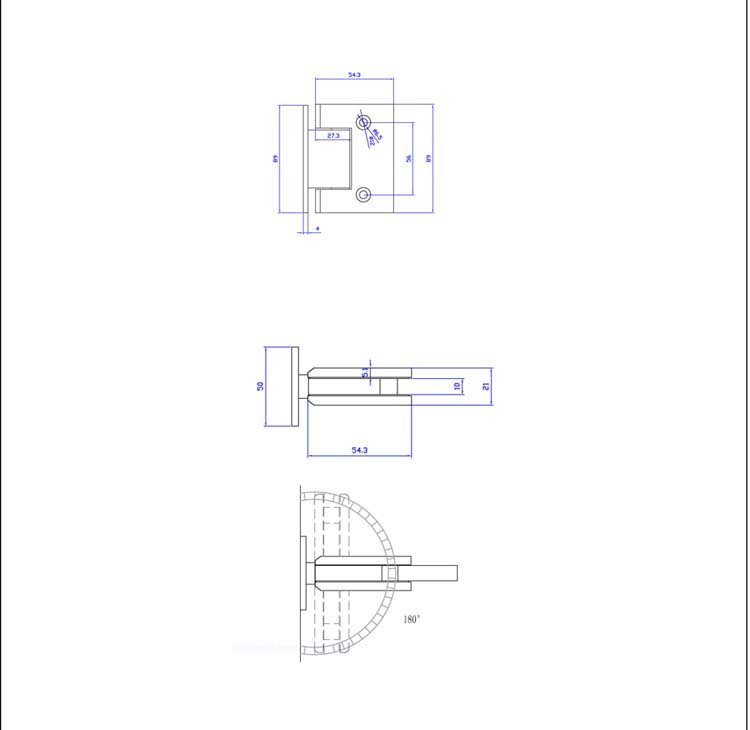 Glazen deur dubbel 8mm day helder glas+scharnieren inox-maatwerk