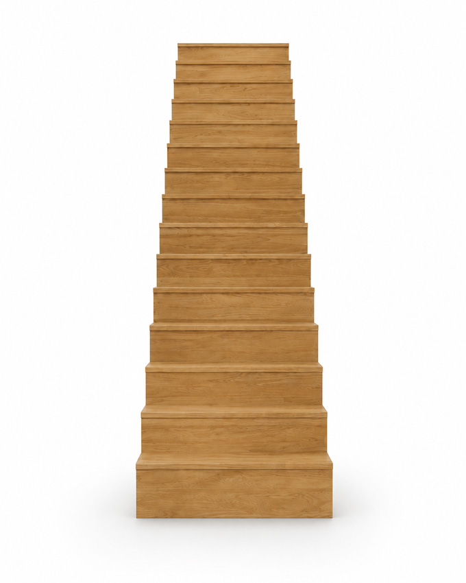 Gesloten trap Lubeck eik recht 305x90cm aantrede 17cm