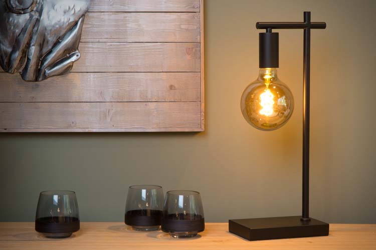 Tafellamp zwart excl lamp LED mogelijk E27