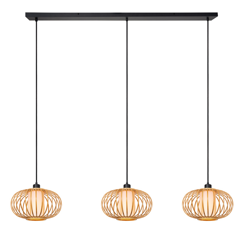 Lucide Essential Thuline - Suspension - 3xE27 - Bois clair