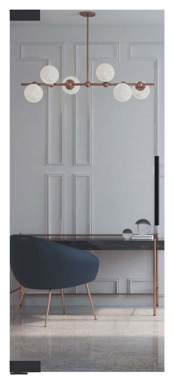 Porte intérieure vitrée pivotante verre clair sur mesure - système pivot noir