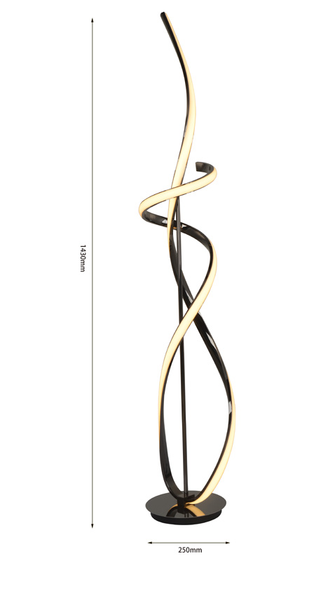 Lampadaire - noir/chrome - Ø25x143cm - dimmable - LED - 1x42W - 3000K