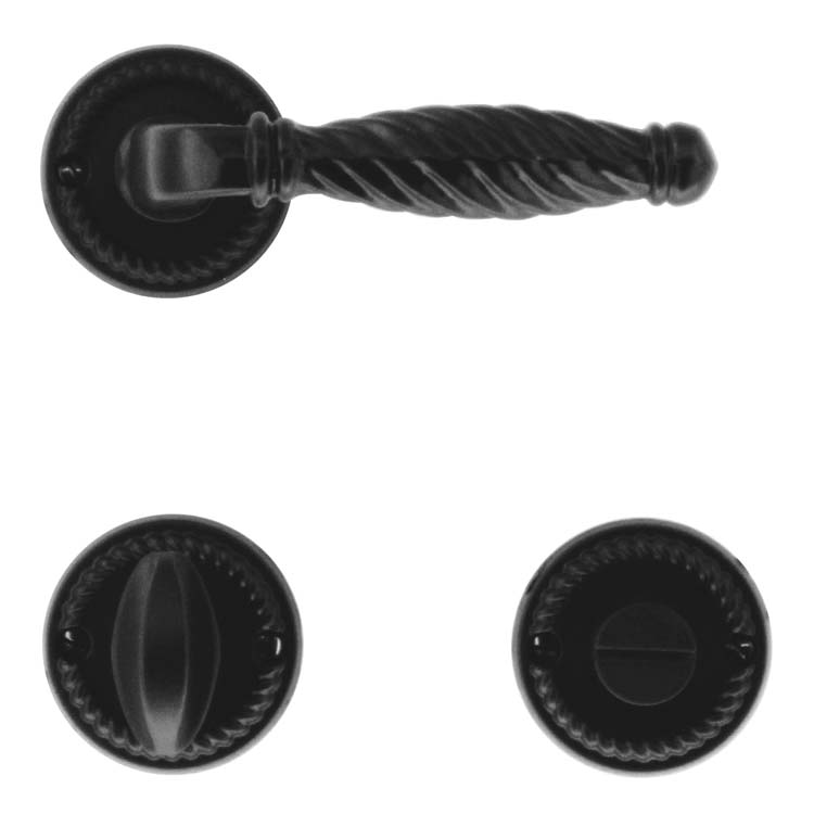 Poignée de porte pro anzio noir avec serrure toilette