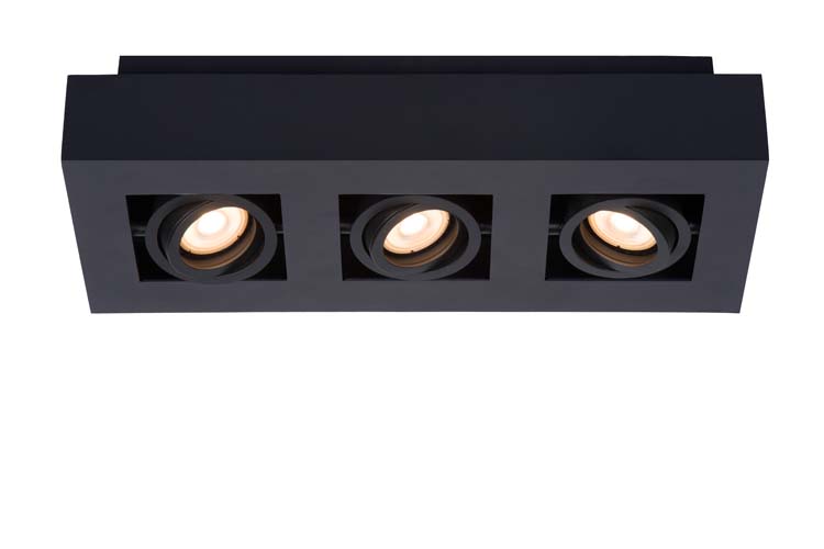 Plafonnier - noir - dimmable - LED - GU10 - 3x5W - 2200/3000K