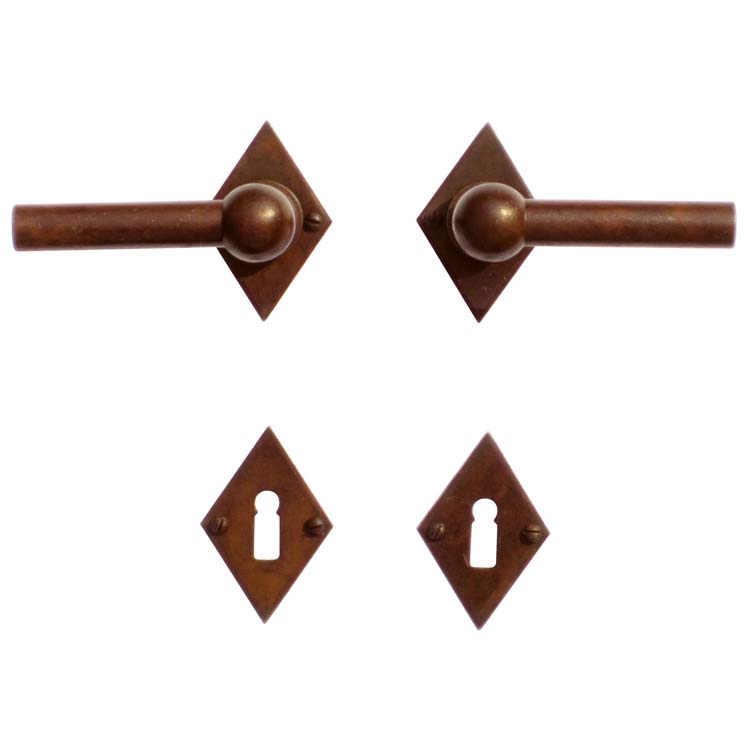 Poignée porte pro pienza nouv L+L rouille carreau rosace barbe